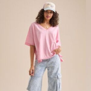 Altar’d State | NWOT Pink Amelia Oversized Cropped Tee | Medium